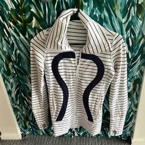 Lululemon Zip Up Blue and white striped jacket